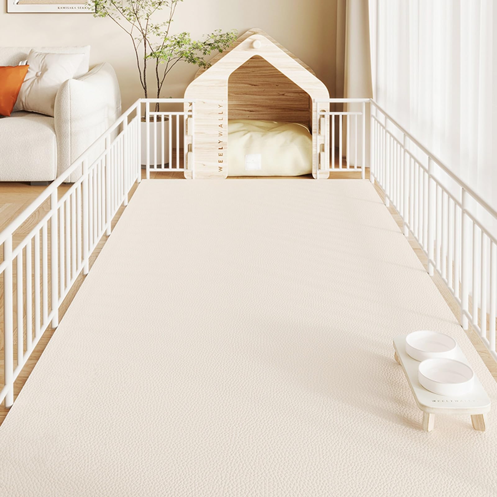 Duyuliang White Rinseable Pee Pads For Dogs - Pet Feeding Mat Large Customizable - Reusable Puppy Training Pads Pvc, Non-Slip Leakproof Whelping Pads For Playpen Crate Sofo Car Potty Bed(,80X120cm)