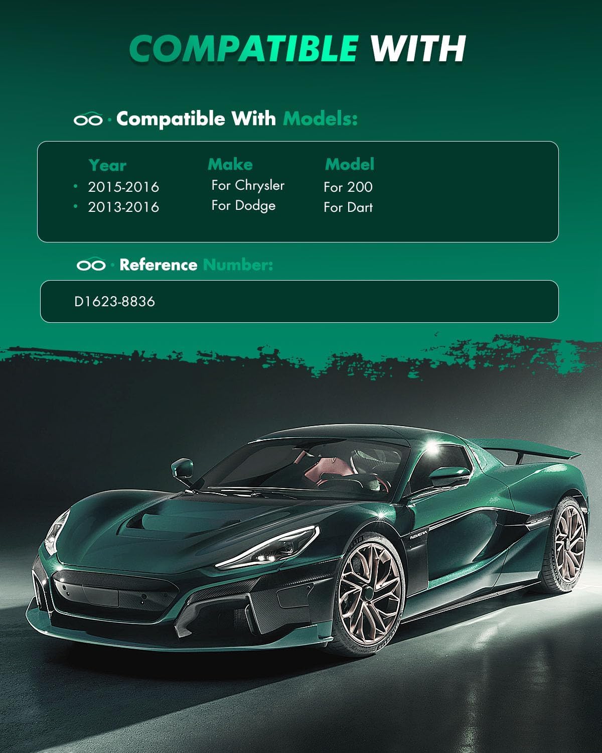 SCITOO D1623 Front Ceramic Brake Pads Sets Fit For Chrysler 200 2015-2016,For Dodge Dart 2013-2016