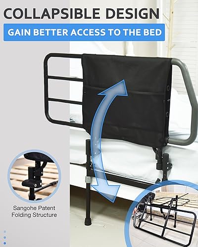 Miniatura 4 de Sangohe Barandilla de cama para ancianos, barra de seguridad extra grande y resistente para personas mayores, asa de barra de apoyo de cama