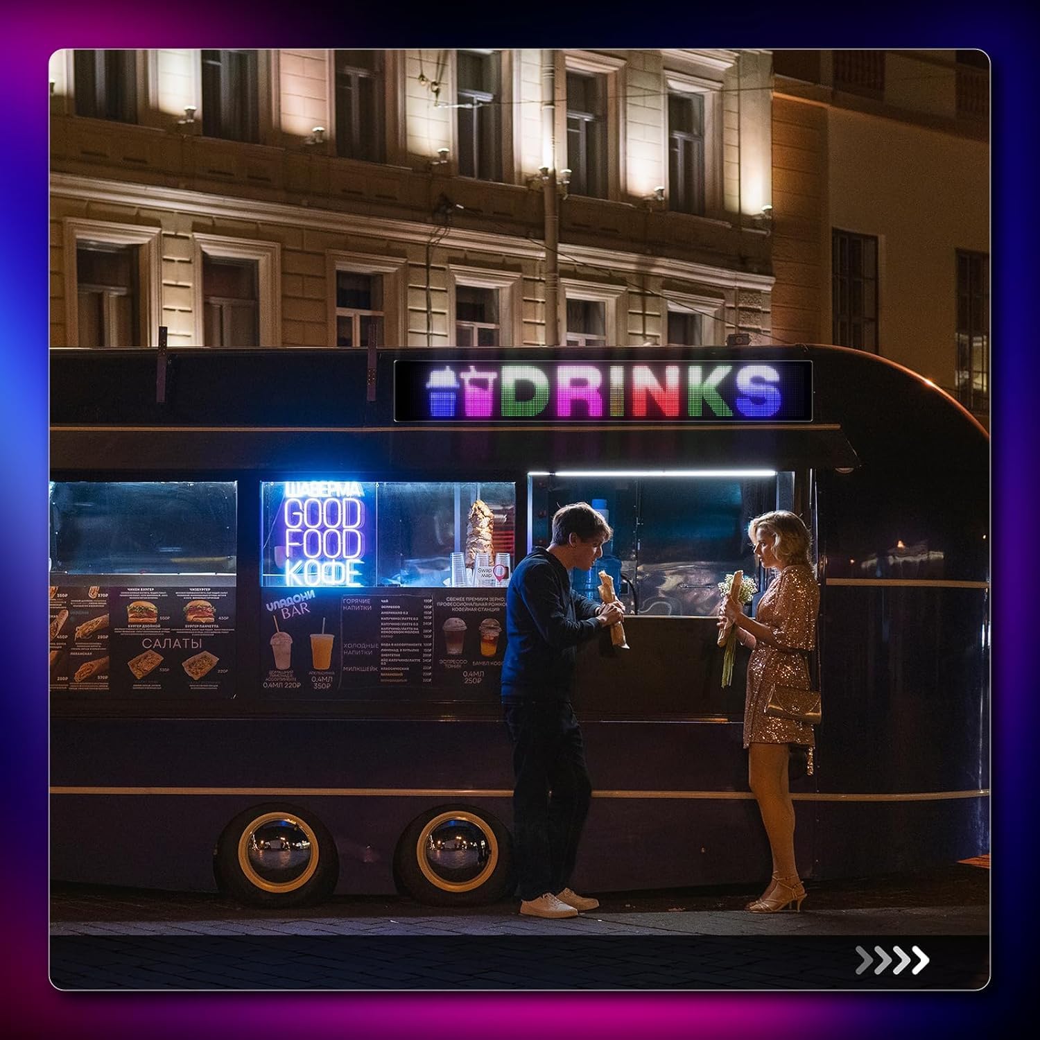 Großes LED Display 99x20 cm mit APP-Steuerung, Programmierbare RGB LED Laufschrift für Schaufenster, Geschäft, Restaurant & Werbung, Individuelle Texte, Bilder und Animationen per Bluetooth