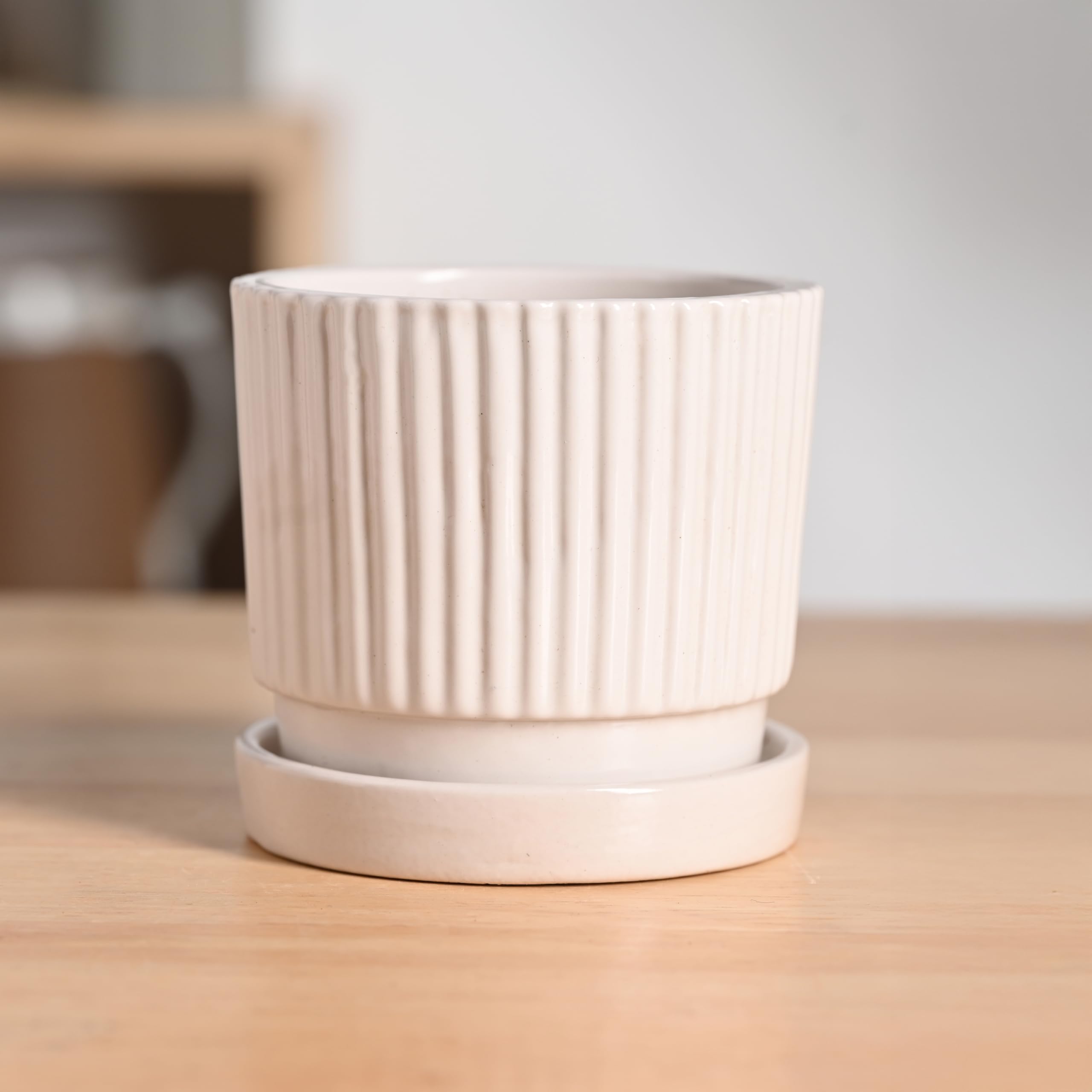 UGAOO Roma Ceramic Pot |Indoor Ceramic Planter for Home, Office, Garden, Balcony - White (4 Inch)-image-46