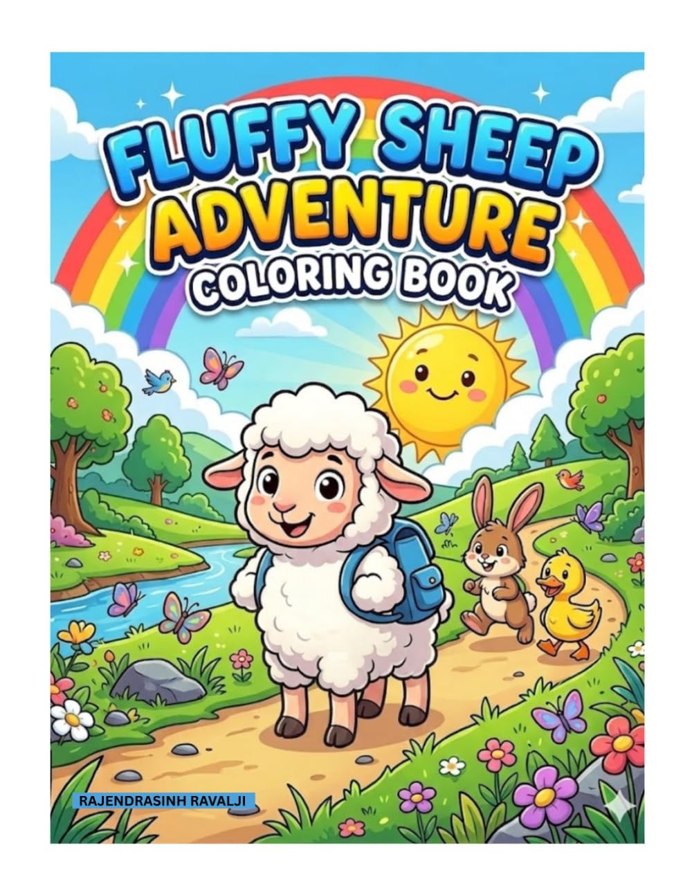 Fluffy Sheep Adventure Coloring Book: Fun & Easy Animal Coloring Pages with Cute Sheep, Farm Friends & Outdoor Adventures | Big Bold Designs for Toddlers, Preschoolers & Beginners