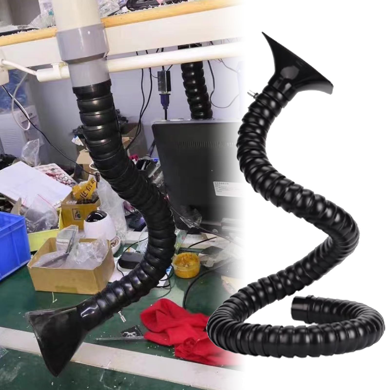 Brazo de extracción de humos, brazo articulado para conducto con capucha para eliminación de humo y humo en taller de laboratorio, colector de escape flexible