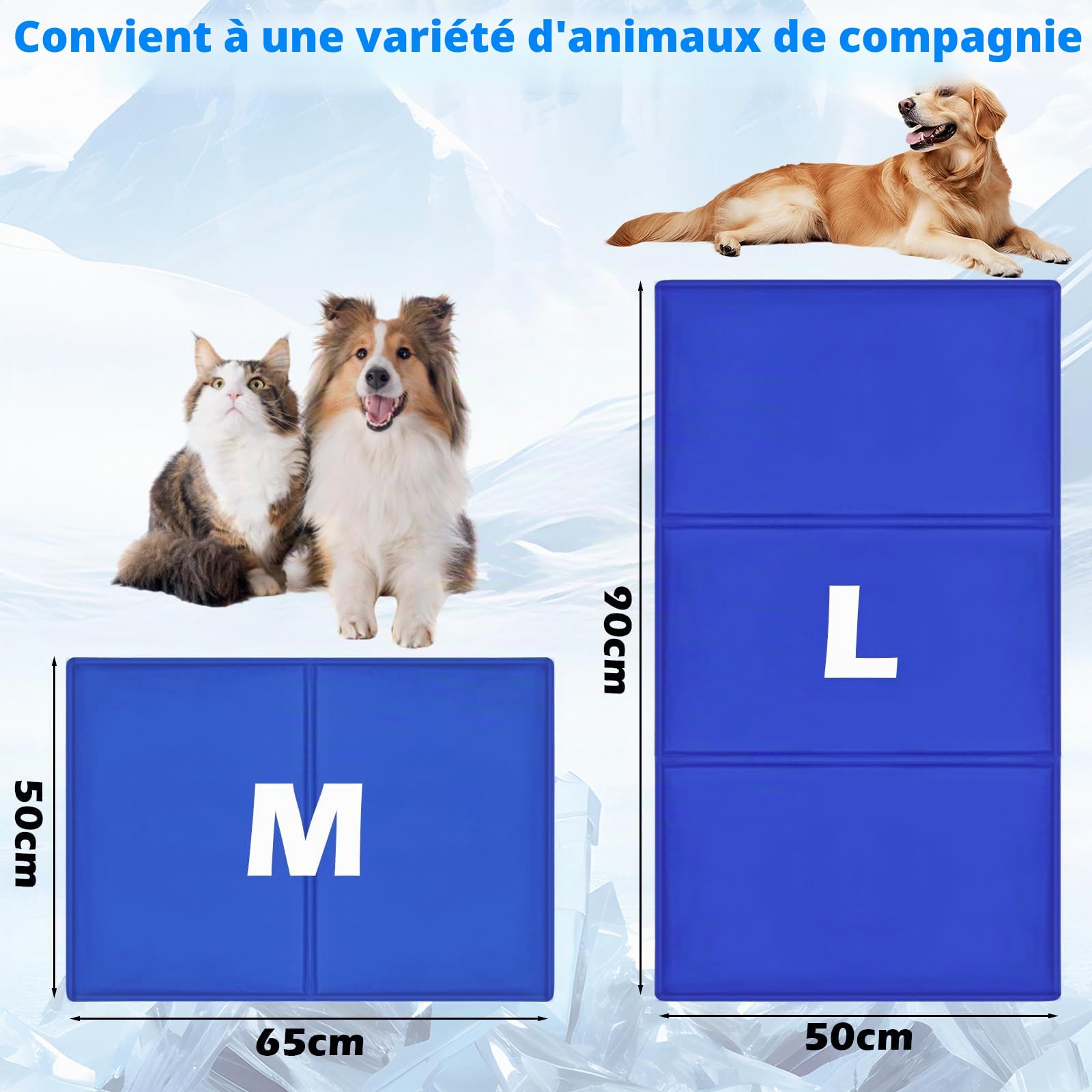 Tapis Rafraichissant Chien 65 x 50cm, Auto-Refroidissant Tapis Refroidissement Chien, Carpet Refrigerant Animaux en Gel Non Toxique pour Chiens, Cooling Mat for Dogs and Cats