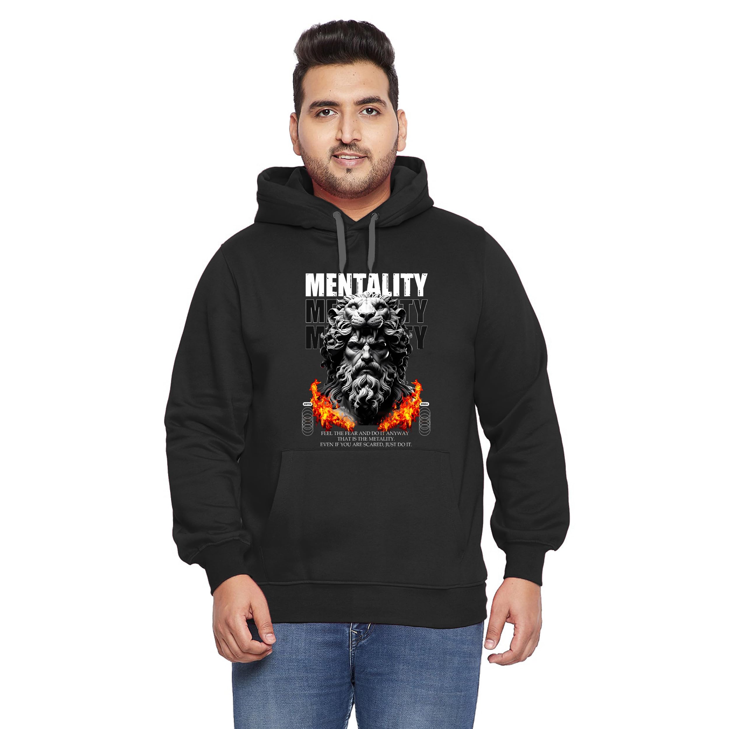 West Gate Clothing Plus Size Mens Cotton Hoodies,Hooded Sweatshirt | 100% Cotton Hoodies Plus Size Collection for Men | Aesthetic Printed Hoodie | Mentality Print-image-34