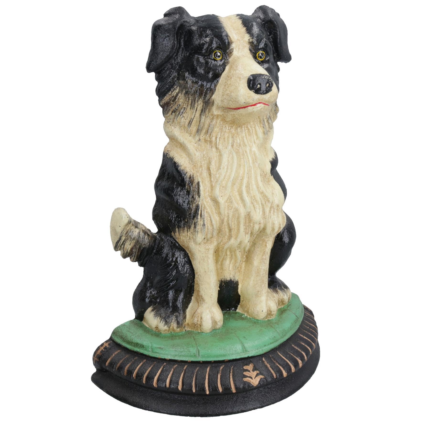 Ab Tools Black And White Border Collie Sheep Dog Door Stop Cast Iron Wedge Doorstop House Home Shed