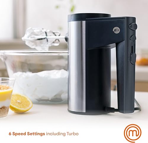 Miniatura 2 de MasterChef Batidora de mano eléctrica, batidor de huevos de mano con accesorios para batidor y ganchos de masa, accesorios de acero inoxidable para