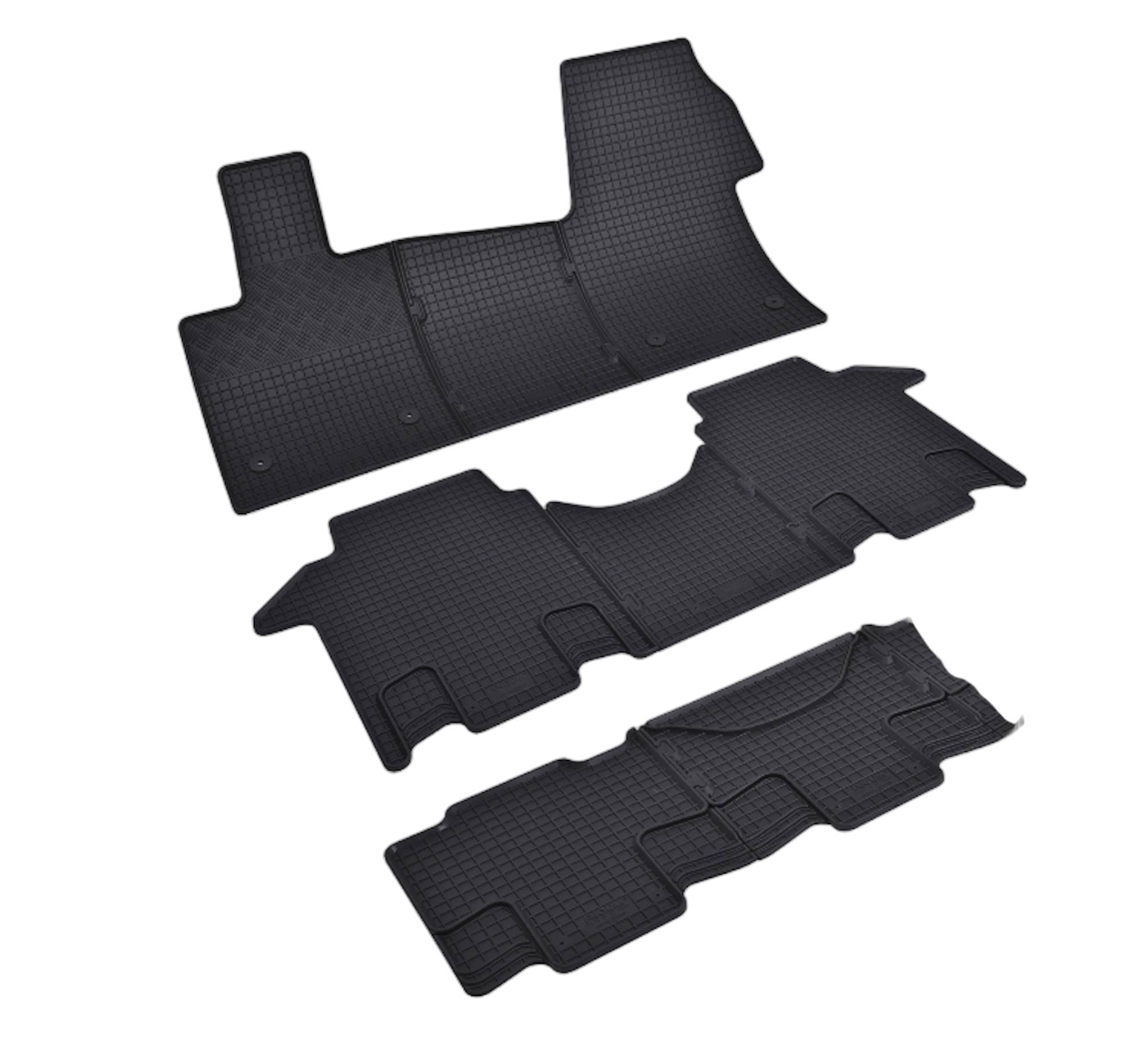 ilTappetoAuto by Fabbri 3 - Tappeti Gomma anteriori + 2 e3 fila Compatibile con Transporter T7 Multivan 8 posti