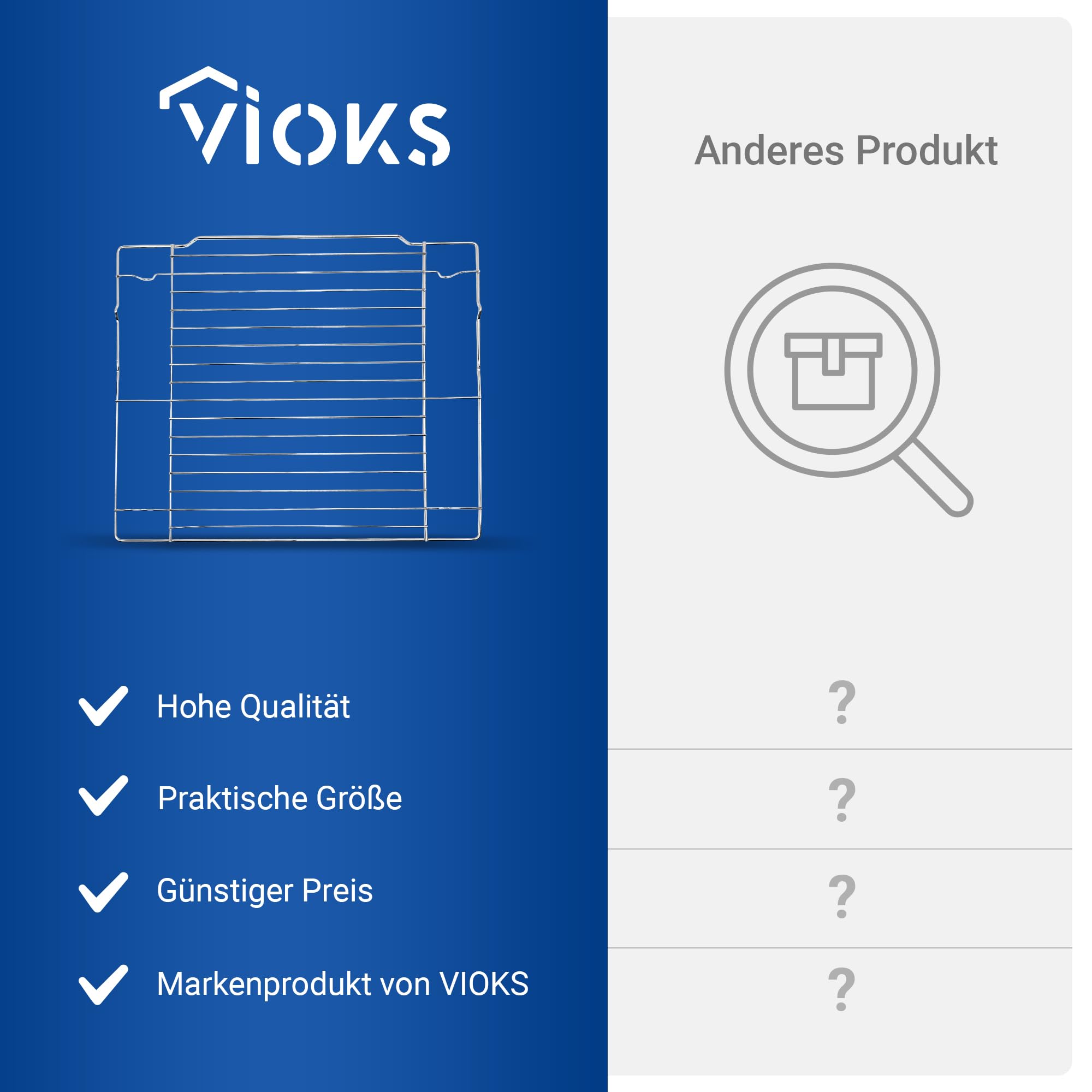 VIOKS Grillrost Grillgitter Backofen Ersatz für Amica 8056826 Backrost | Backofenrost Rost Gitter Backgitter Metallrost Ofenrost Ofengitter Backofengitter Gitterrost, 430x375mm, für Herd