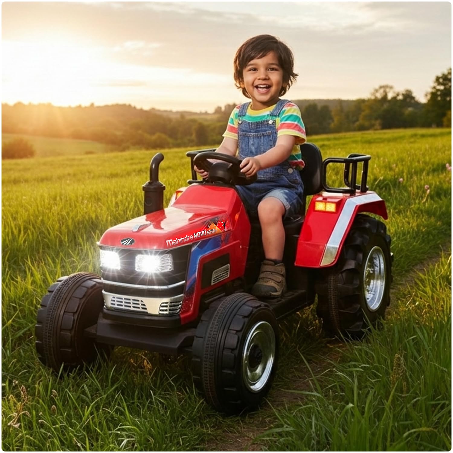 Toyzone Licensed Mahindra Tractor Ride-On for Kids | 12V Rechargeable Battery | Built-in Music Player with Bluetooth & USB | 6-Month Battery Warranty | Made in India | Ideal for Kids 3+ Years-image-6