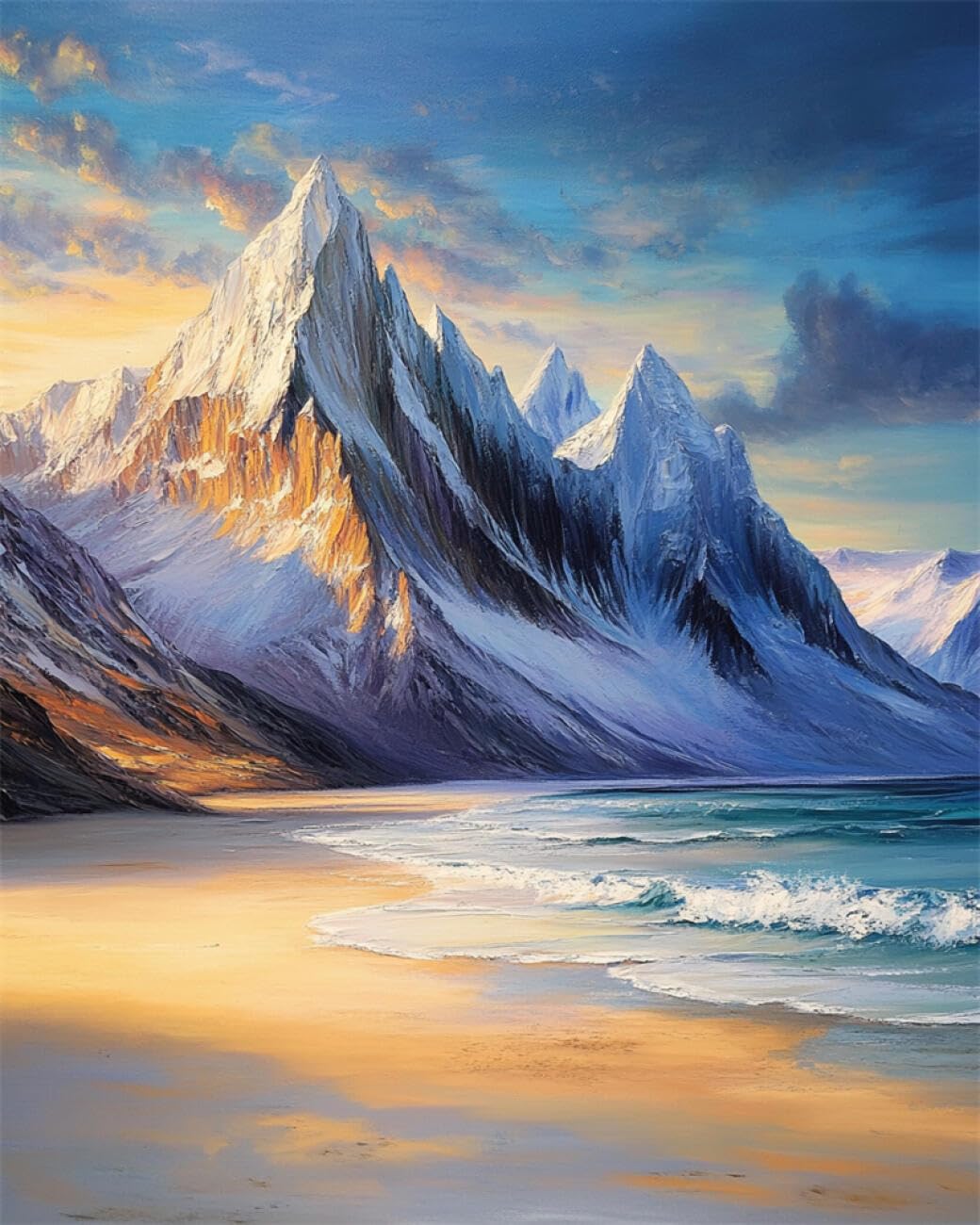 Rkflgew E Diy Seed Bead Mbroidery Kits Snow Mountain Oil Painting 40X50cm