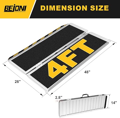 Miniatura 11 de BEJONI Rampa portátil plegable para silla de ruedas de 5 pies, rampa de umbral de aluminio antideslizante para escalones y puertas del hogar, rampa