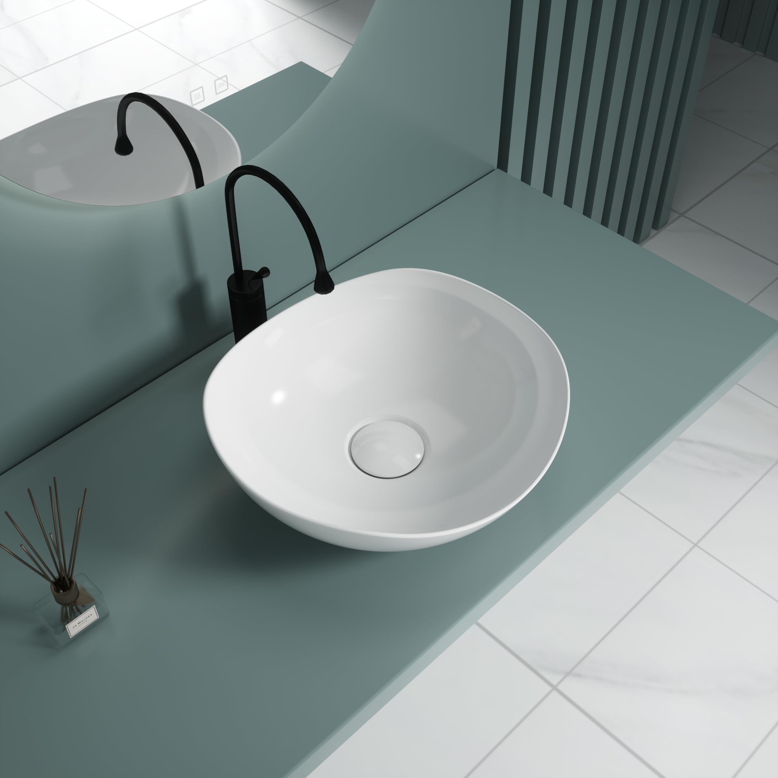 Db Durovin Bathrooms Glossy White Durovin Bathrooms Ceramic Bathroom Basin - Countertop Sink Rectangular Vessel Sink - 590 X 430Mm (Wxd)