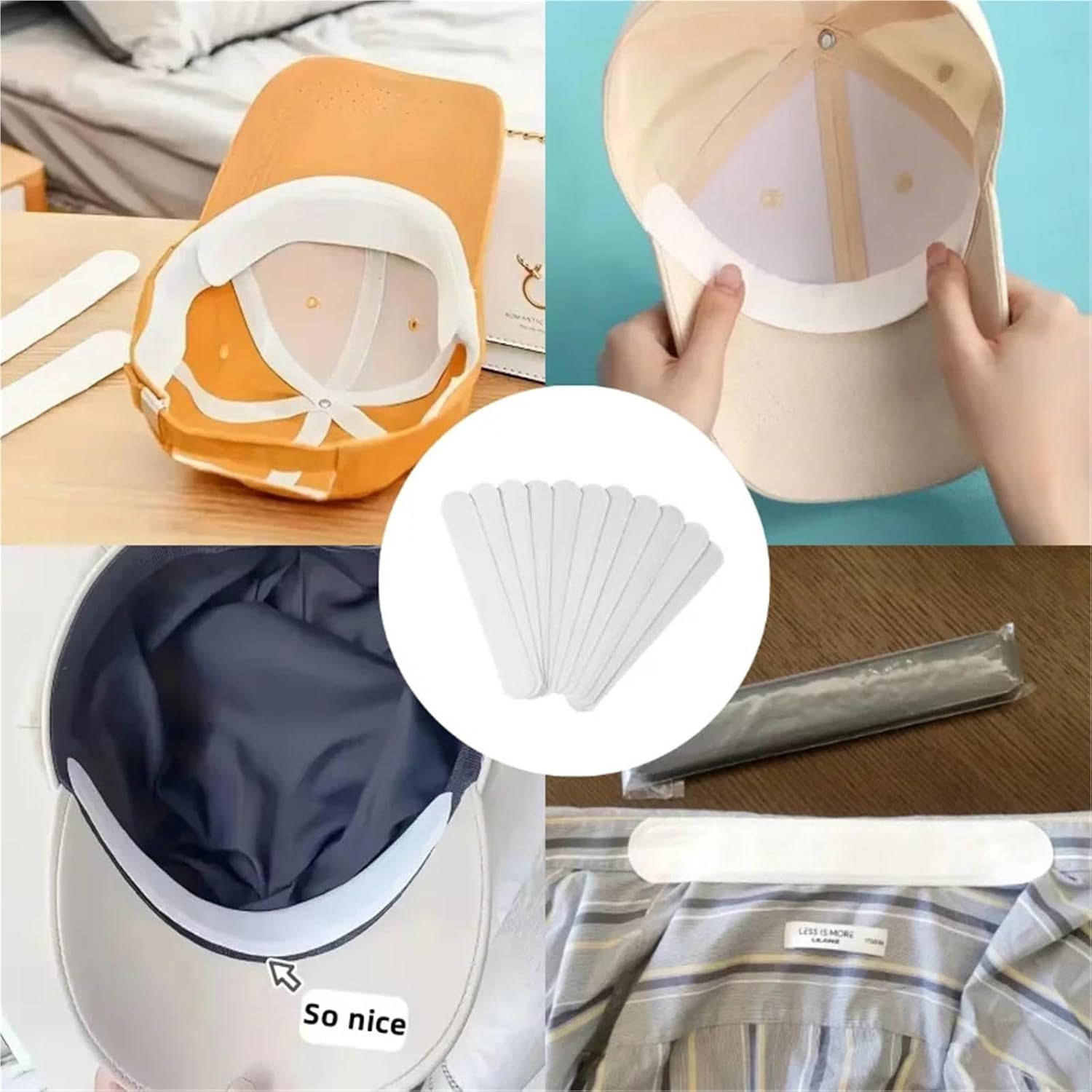 Collar Protectors For Shirts 100pcs Disposable White Cap Liner Bands Sweatband Hat Absorber Stickers Anti Dirty And Sweat Pad(White)