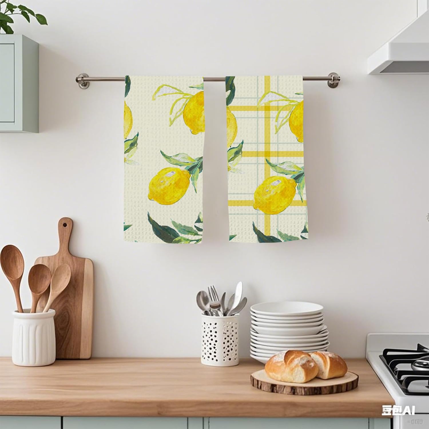 Yellow Lemon Retro Hand Towels Set of 2 Absorbent Kitchen Towels Dish Towel for Home Gym Hotel Bathroom Decor,16x24 Inches - Image 5