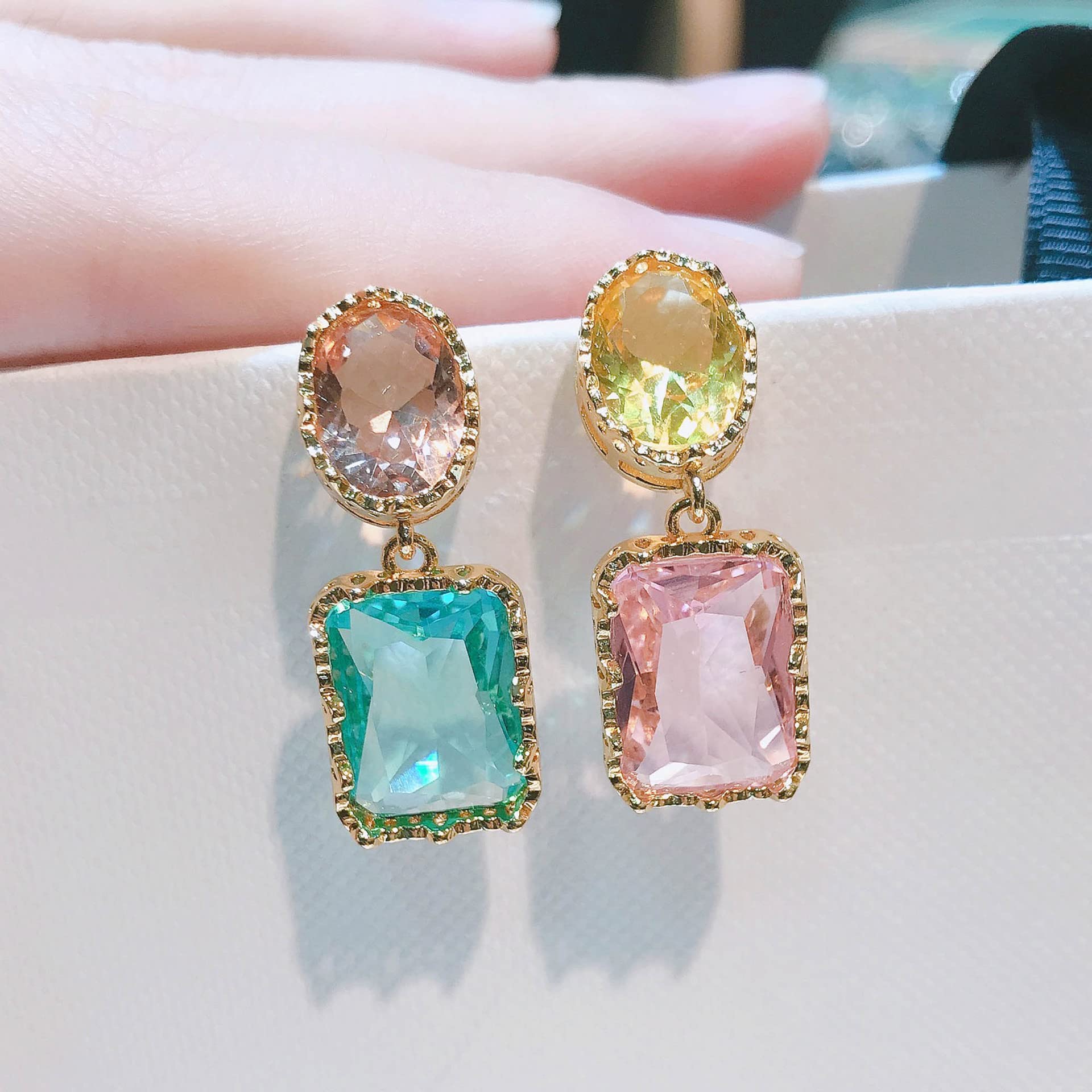 Crystal Drop Earrings Gold-toned Glamour Spark Drop Earrings