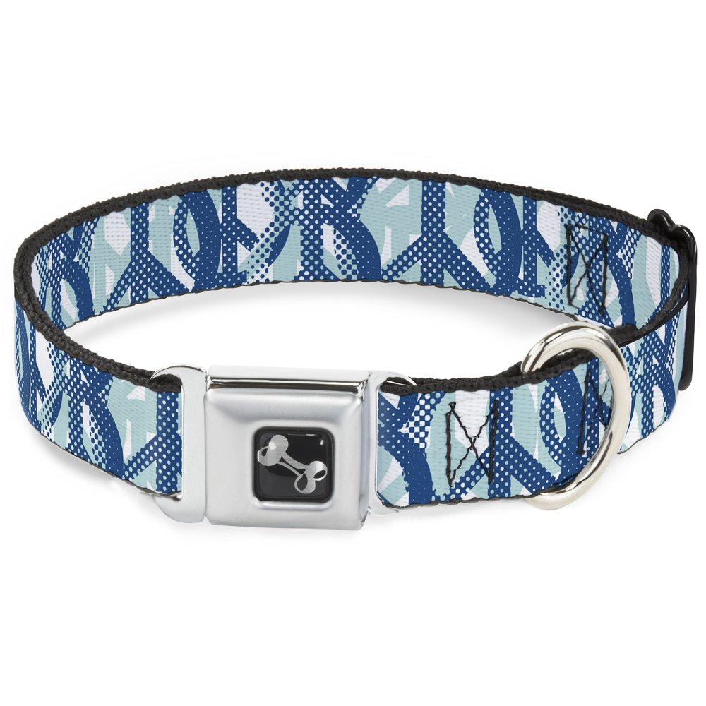 Collier de chien pour balade urbaine tranquille motif pois bleus