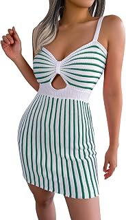 Fitted Summer Dress for Women Women's Sleeveless Ribbed Knit Tank Dress Scoop Neck Slim Fit Fashion Summer Party Club Bodycon Mini Dresses Beach Dress Club Cocktail Dress