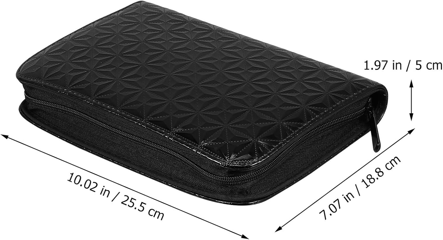 SOLUSTRE Leather Scissor Bag with Diamond Pattern Pu Leather, Hairdressing Tool Organizer for Barber Scissors, Black Salon Pouch for Professional Stylists