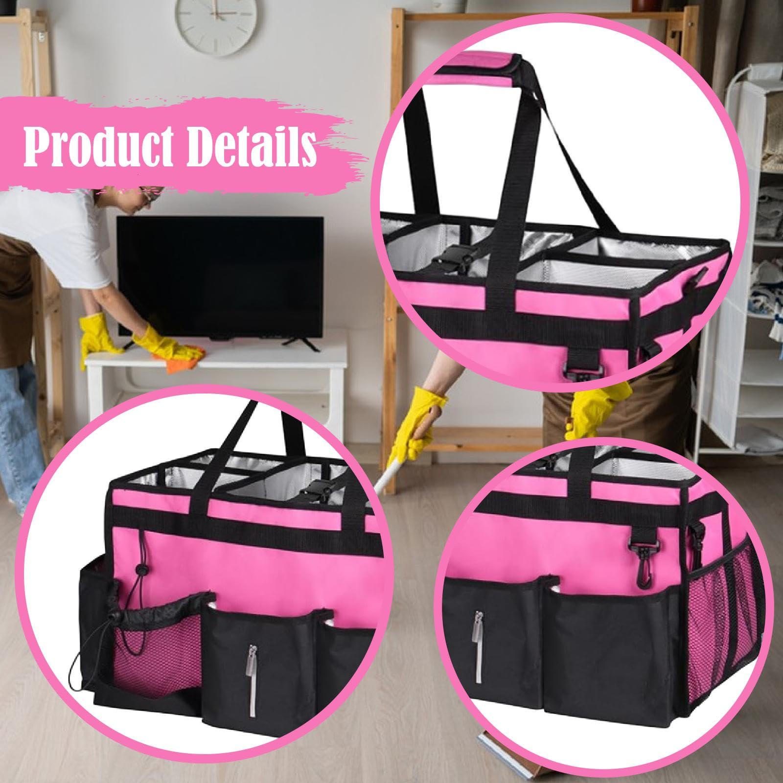 Bolsa de Limpieza, Organizador de Suministros de Limpieza, Gran Capacidad, Divisor Plegable para Personal de Limpieza, Portátil para Cocina Y Oficina.