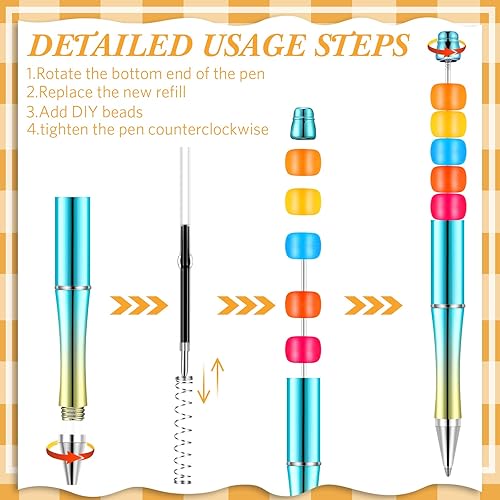 Miniatura 3 de 50 bolígrafos de cuentas de plástico a granel con 50 recambios para hacer bricolaje regalos para niños estudiantes suministros escolares de oficina