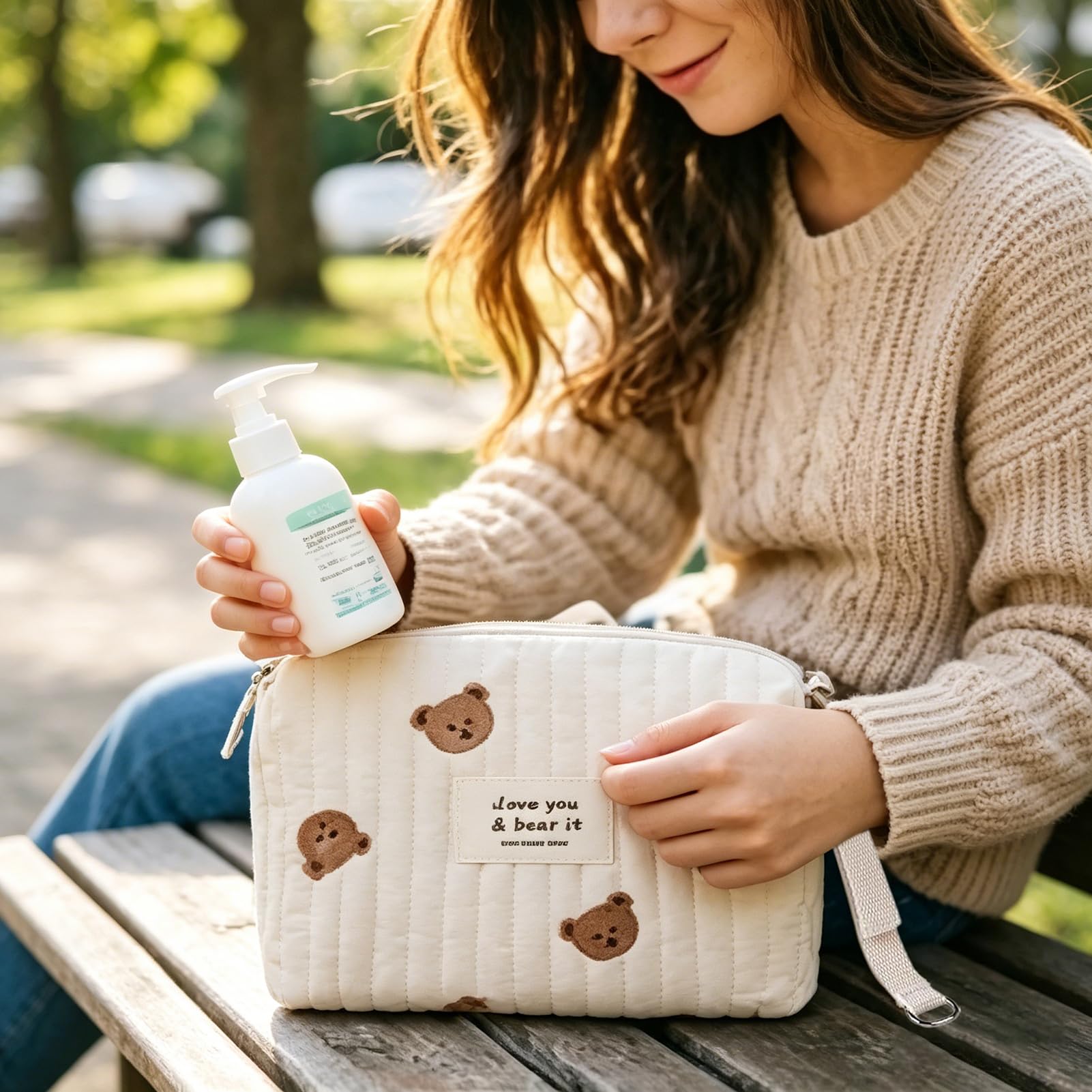 Sac a Langer Bebe Universels, 25x17x10 cm, Sac Maternité Compact avec Fermeture Éclair, Trousse De Toilette Bebe et Trousse De Soin Bebe Portable, Trousse Bebe Naissance pour Voyage et Sortie (A)
