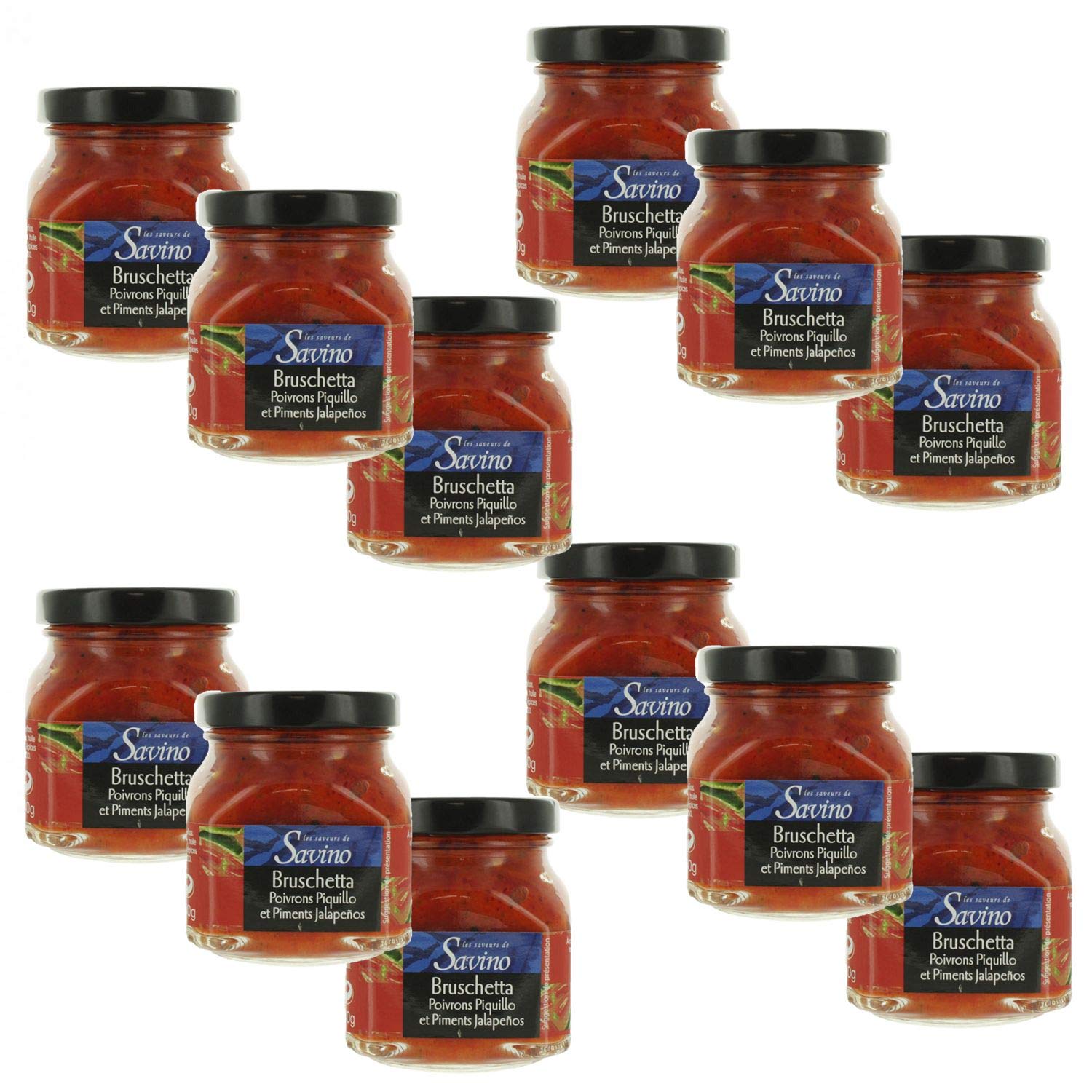 Lot 12x Bruschetta poivrons piquillo - Les Saveurs de Savino - pot 140g