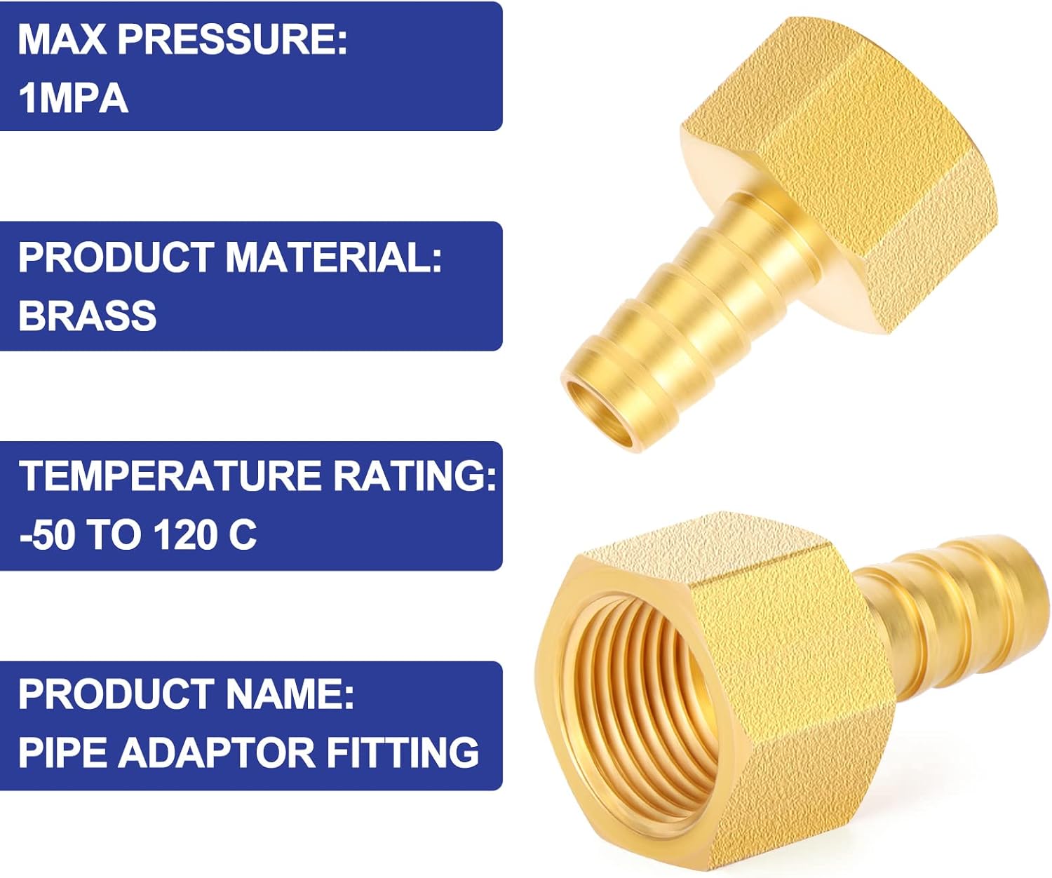 ERGAOBOY 5 Pcs 12mm OD Barb to 1/2″ Female BSP Connectors,Brass Hose