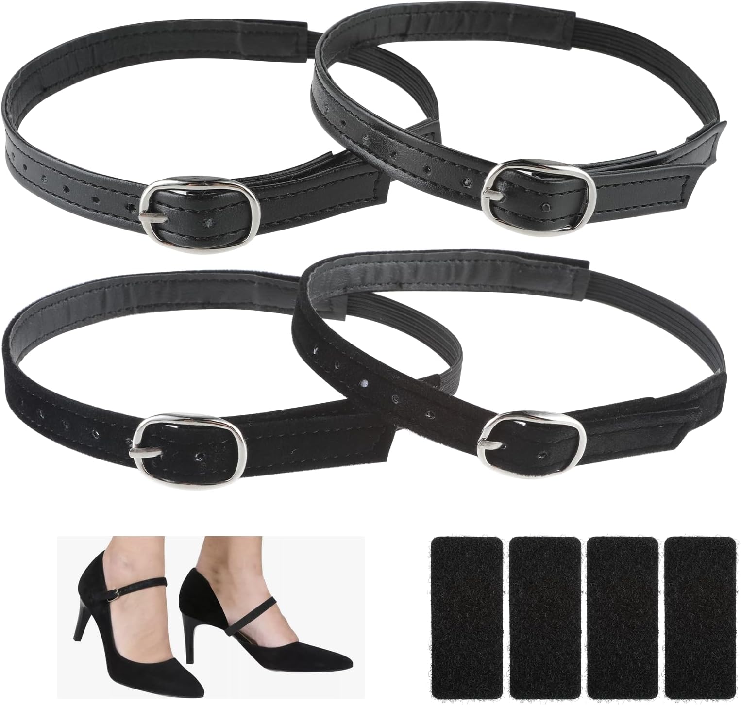 Abeillo4 Pcs Detachable Ankle Straps Shoe Strap Extender With Buckles for Holding Loose Heels