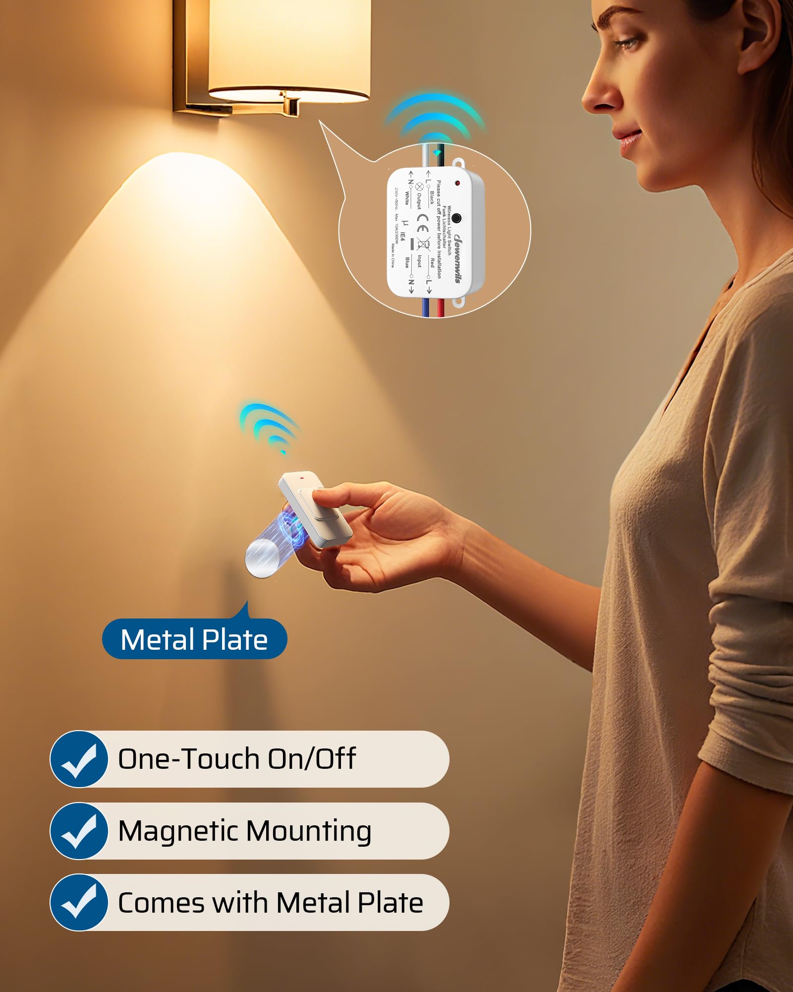 DEWENWILS Wireless Light Switch and Receiver Kit, Remote Control Light Switch, No in-wall Wiring & 100FT RF Range - Image 2
