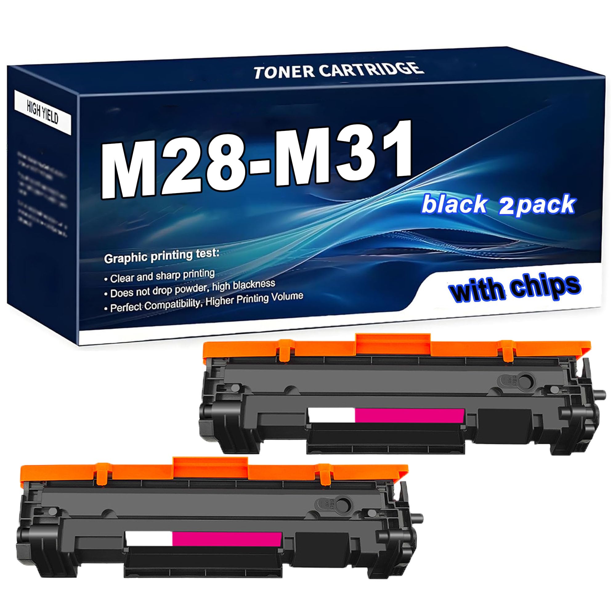 Set di M28-M31 cartucce toner compatibili con stampanti HP LaserJet per Pro M15w/15a/MFP M28w/M28a/M31w, Stampa ad alta resa e alta definizione, con chip,Black-2pcs