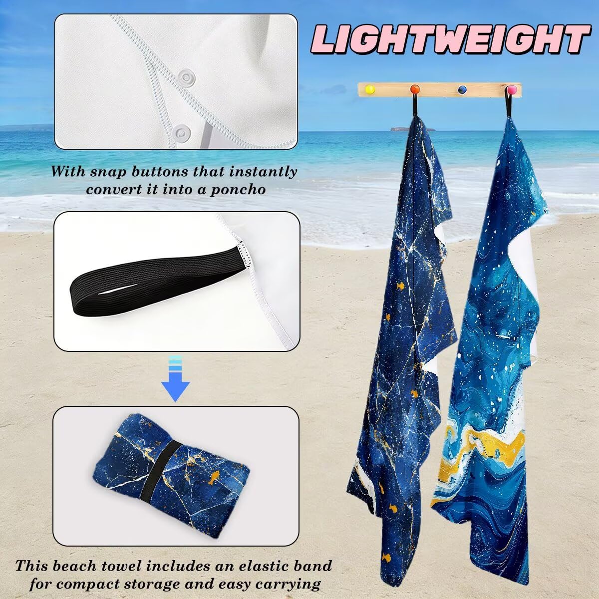 Ręcznik plażowy z mikrofibry, zestaw 2 dużych ręczników kąpielowych 100x200 cm, szybkoschnący, marmurowy ręcznik kąpielowy, ręczniki plażowe, sportowe ręczniki z mikrofibry do podróży -3912