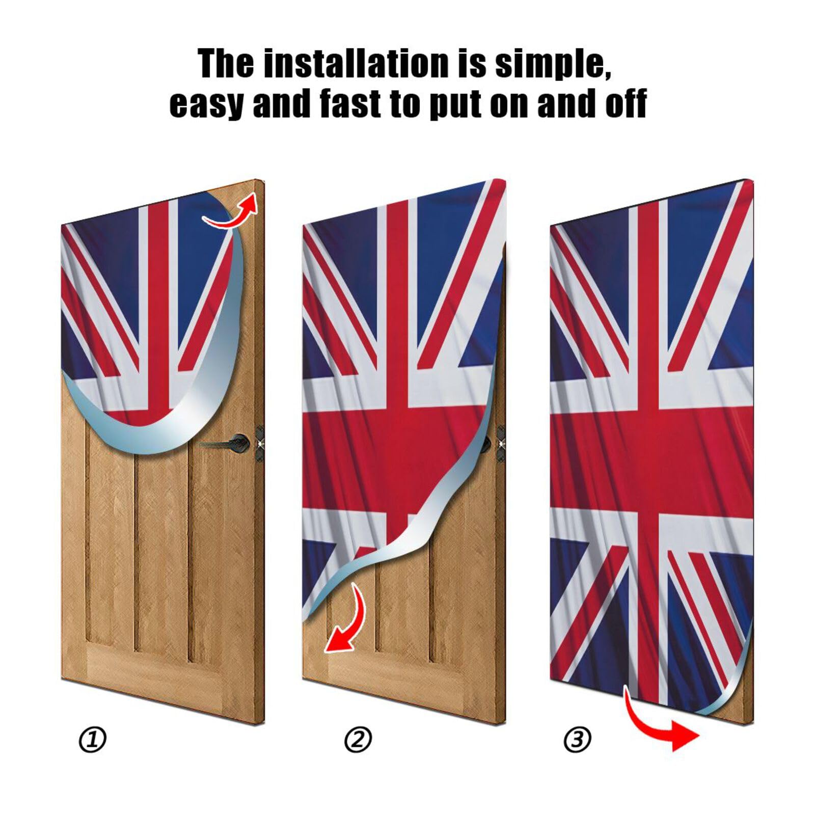 FLildon British Flag Door Cover Decoration, Party Accessory Porch Decor for Festive Ornament Room Door Covers 35 x 79 Inch