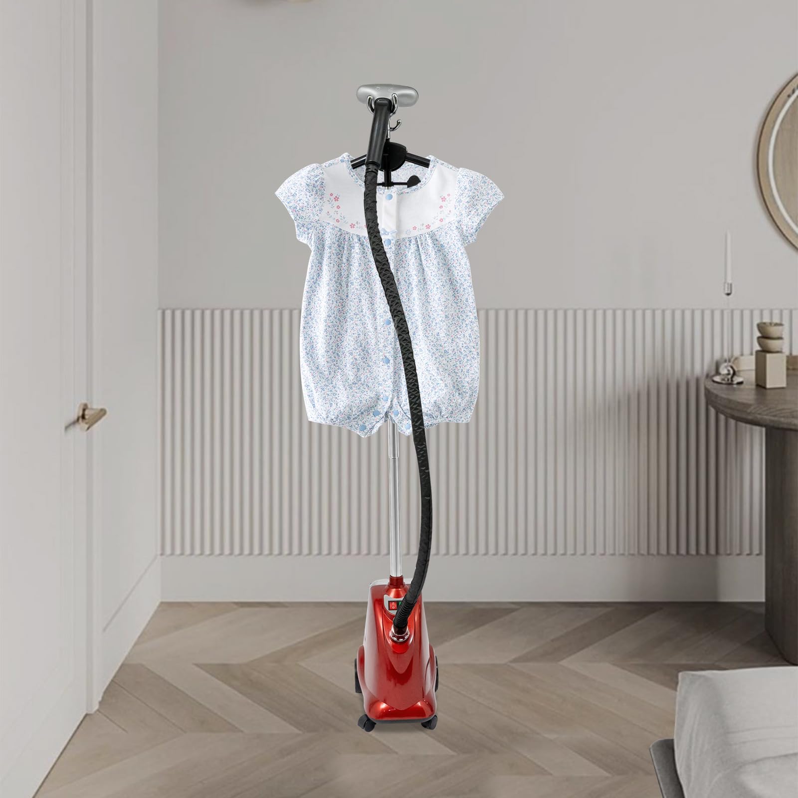Standing Garment Steamer for Clothes, 1800W Steaming Wrinkle Remover with Roll Wheels - Heats in 60 Seconds, 0.79Gal Water Tank for 90mins of Steaming