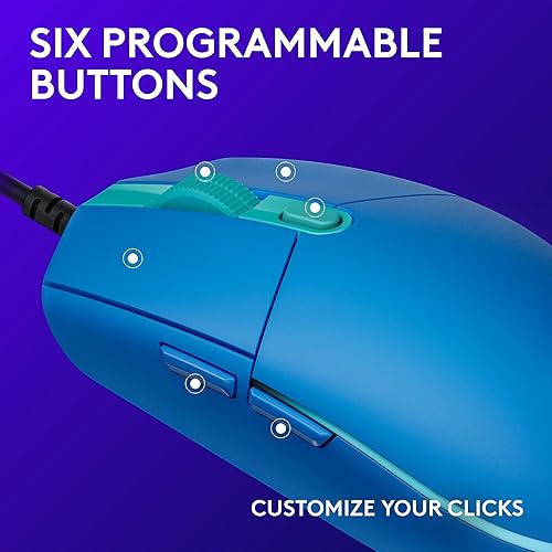 Vista 25 de Logitech G203 RGB - Mouse cableado para videojuegos Negro -,Azul,Lila,Blanco