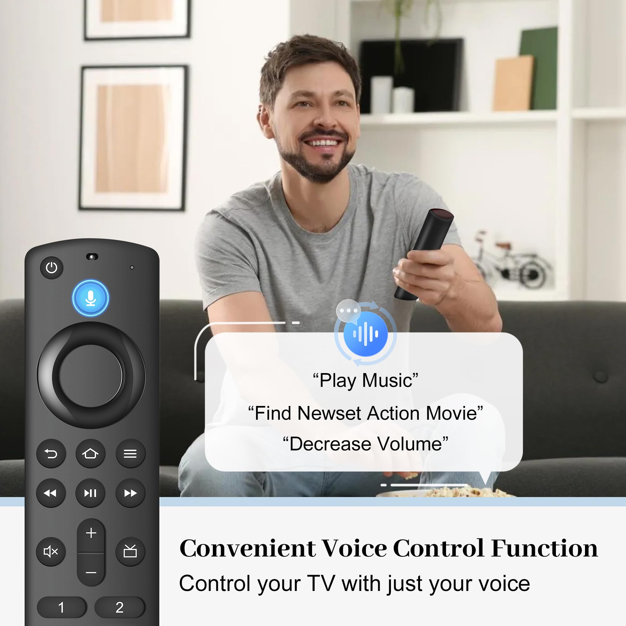 Zamienny pilot głosowy do wszystkich telewizorów Smart TV z serii Fire, TV Cube (1. / 2. generacji)/Stick, pasuje do Stick 4K Max/4K (1/2. generacji), Stick (2. generacji)/Lite/HD, do wszystkich serii