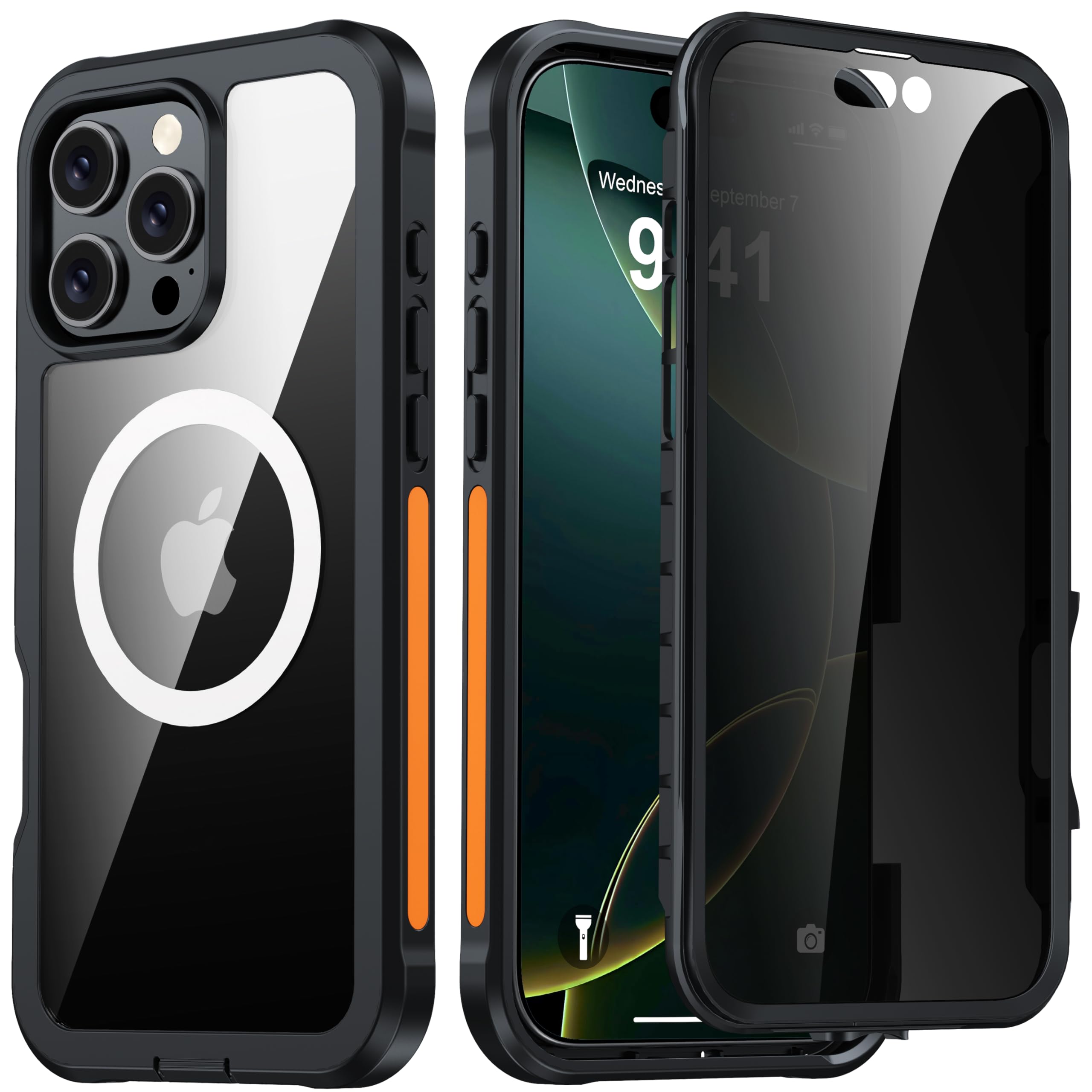 ANTSHARE for iPhone 16 Pro Case, with [Built-in Privacy Screen Protector] [Compatible with MagSafe], Anti-Peeping Magnetic Adsorption Full Body Double