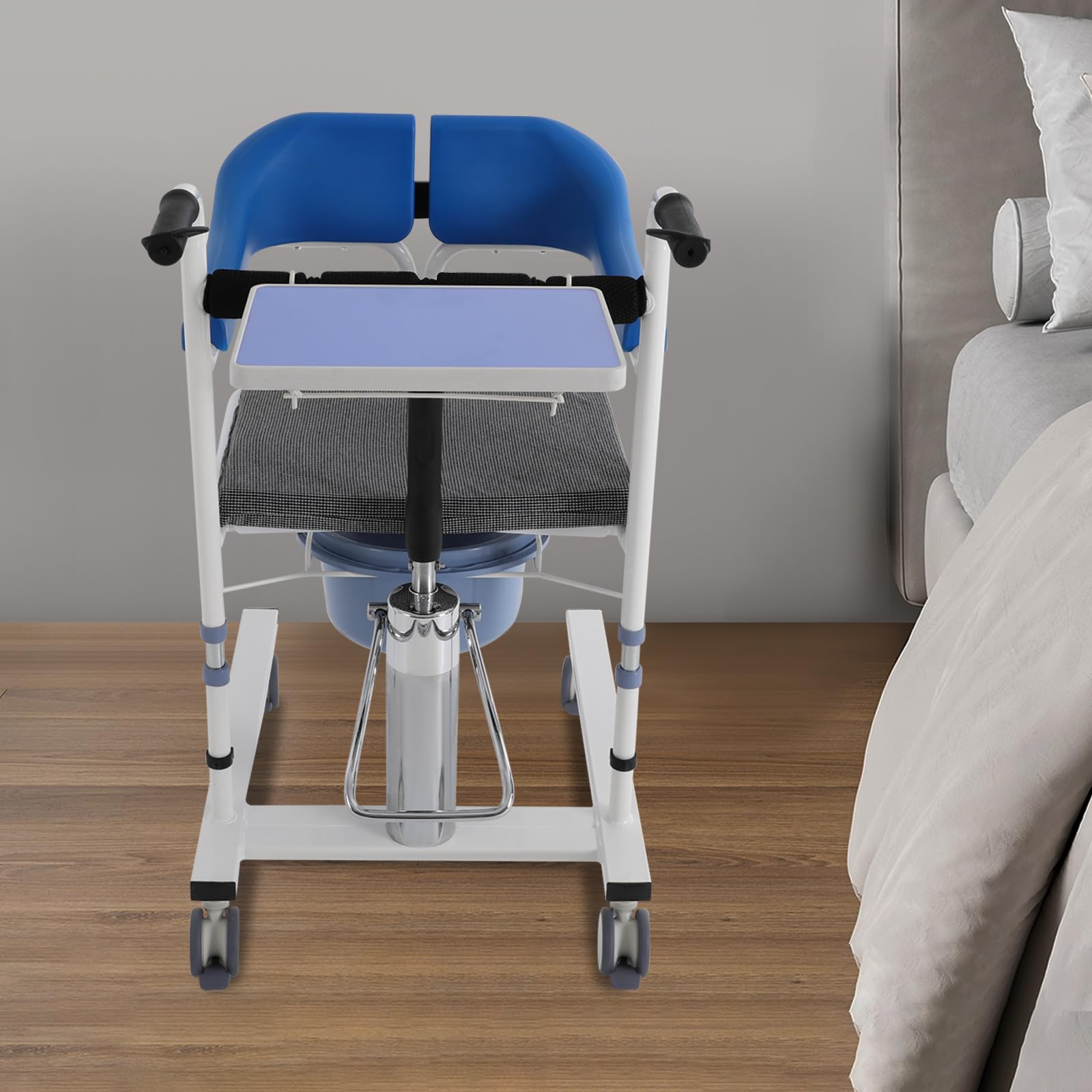 Silla de ruedas hidráulica para pacientes, silla de traslado para pacientes, silla de enfermería de transferencia para ancianos, embarazadas, personas con discapacidad y personas (azul)