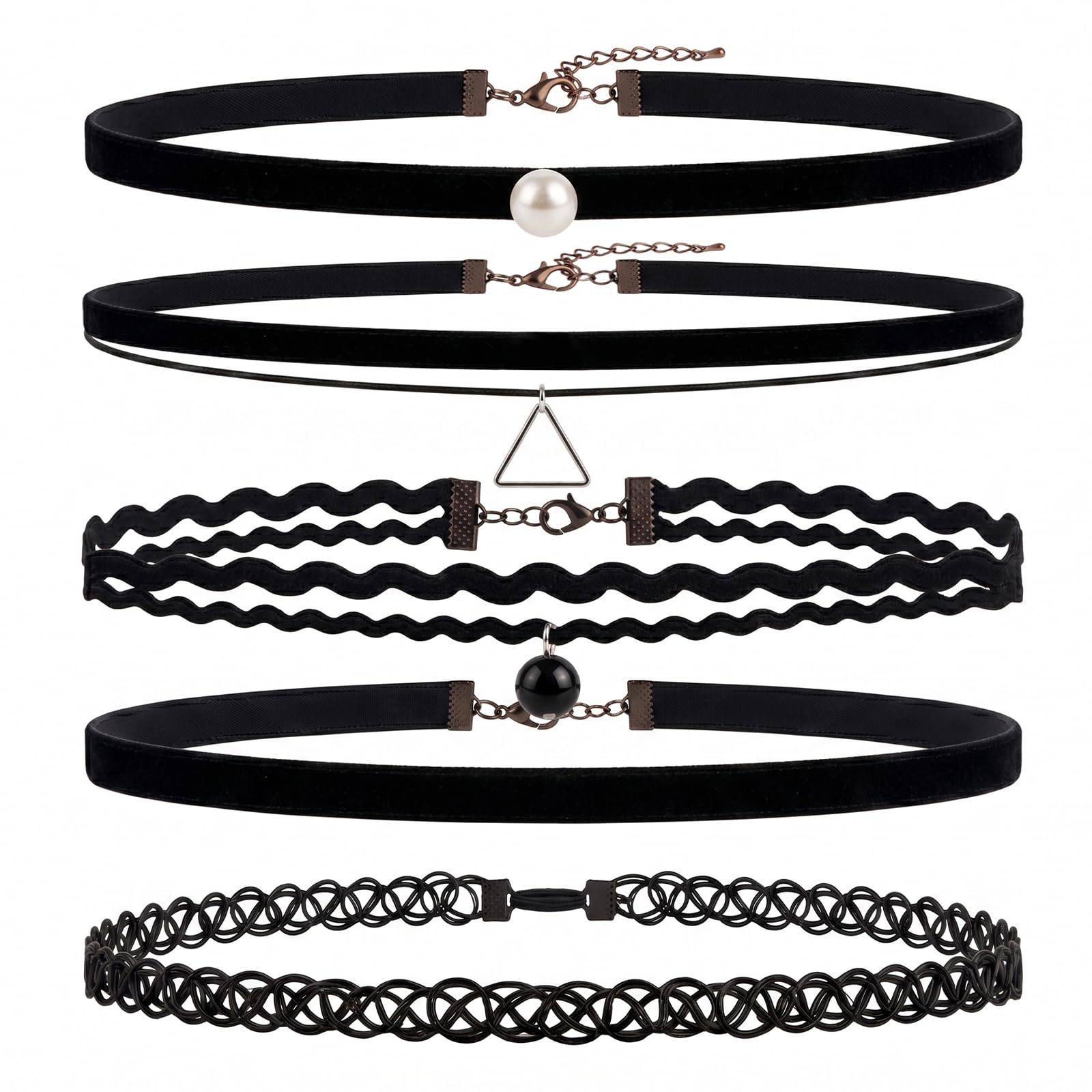 5 Collane Choker Donna per Maglieria, Collane Girocollo Eleganti per Decorazioni, Accessori per Feste e Halloween, Set Completo per Creazioni Artigianali, Tessuto Elastico