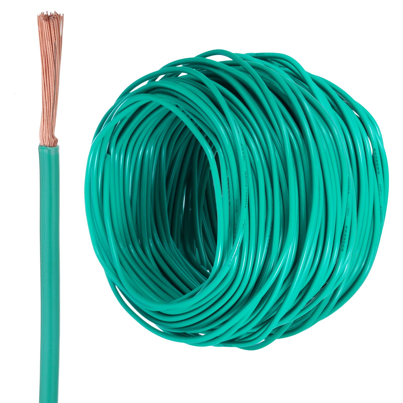 QUARKZMAN 150 Fuß Elektrischer Draht Isoliert Verseilt Kupfer 12 AWG Anschlussdraht Kabel THHN Draht Wohnbereich Industrie Erdung Elektrisch Bewertet Für 600 Volt UL Geprüft Grün