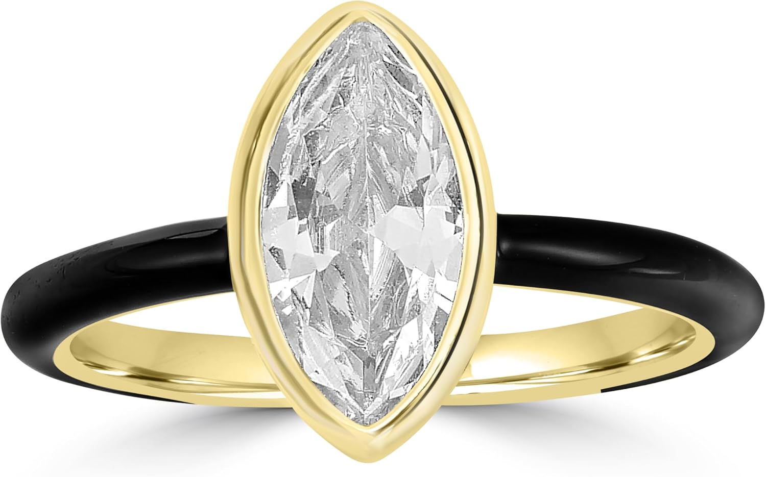 Bob Mackie Jewelry White Gold over Brass Marquise Cut White Cubic Zirconia Ring