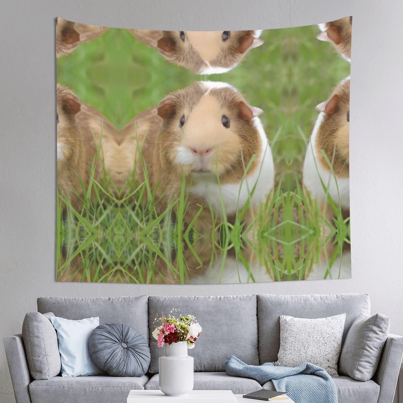 HLSBSSL 60x51in Guinea Pig Printed Tapestry Tablecloth for Dormitory and Picnic Rooms - Multifunctional Fabric Hanging