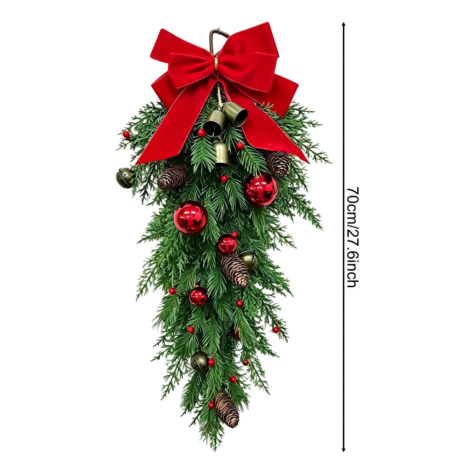Corone di Natale per porta d'ingresso decorazione artificiale capovolta 70