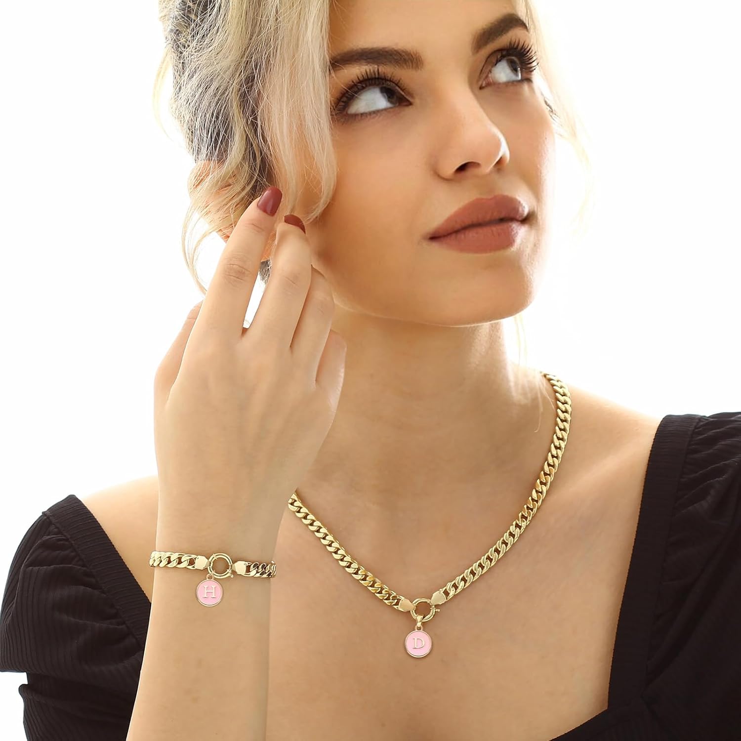 uxcell 52pcs Letter Charm, Enamel Letter Pendants, Alphabet A Pendants Double Sided Beads Charm for DIY Bracelet Necklace Pendants Earring Jewelry Making, Pink - Image 7