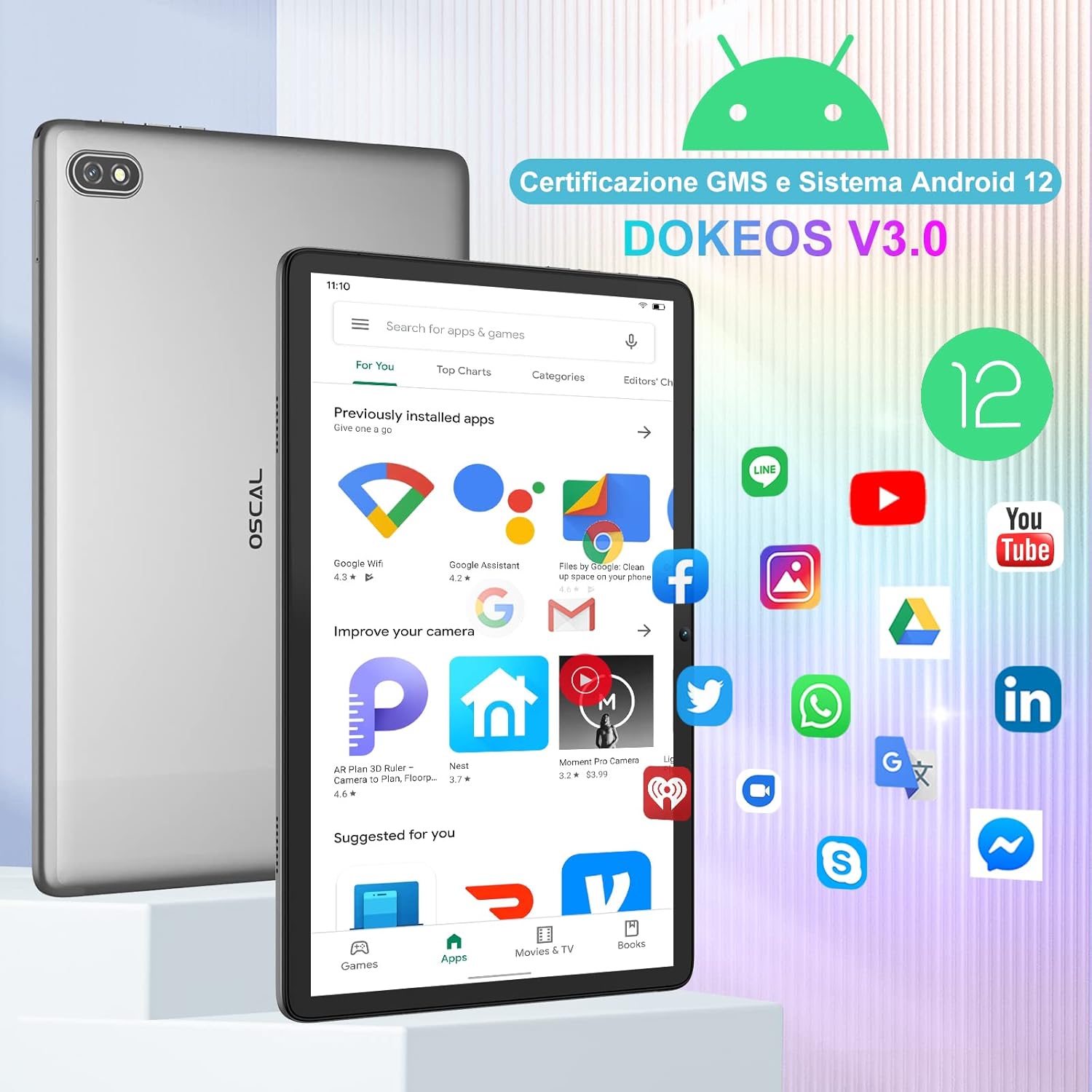 OSCAL Tablet 10 Pollici 5GB+64GB 1TB TF, Android Tablet in Offerta 2023, 6580mAh, HD+ IPS Display, Camera 5MP, Quad-Core Processor, 2.4G WiFi Tablet, Bluetooth 4.1, Google GMS Certified, OTG OSCAL Tablet 10 Pollici 5GB+64GB 1TB TF, Android Tablet in Offerta 2023, 6580mAh, HD+ IPS Display, Camera 5MP, Quad-Core Processor, 2.4G WiFi Tablet, Bluetooth 4.1, Google GMS Certified, OTG