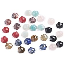 Fashewelry 50Pcs 8mm Mixed Half Round Stone Cabochons Faceted Dome Gemstone Cabochons Healing Chakra Crystal Flat Back Stone Bead Cab Covers No Hole for Bezel Tray Jewelry Crafts Making