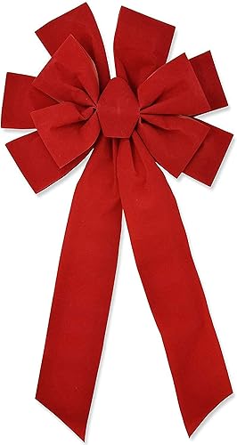 Miniatura 2 de Gift Boutique Lazos de Navidad de terciopelo rojo grandes de 23 pulgadas de largo, 10 bucles, paquete de 4 para coronas de interiores y exteriores,