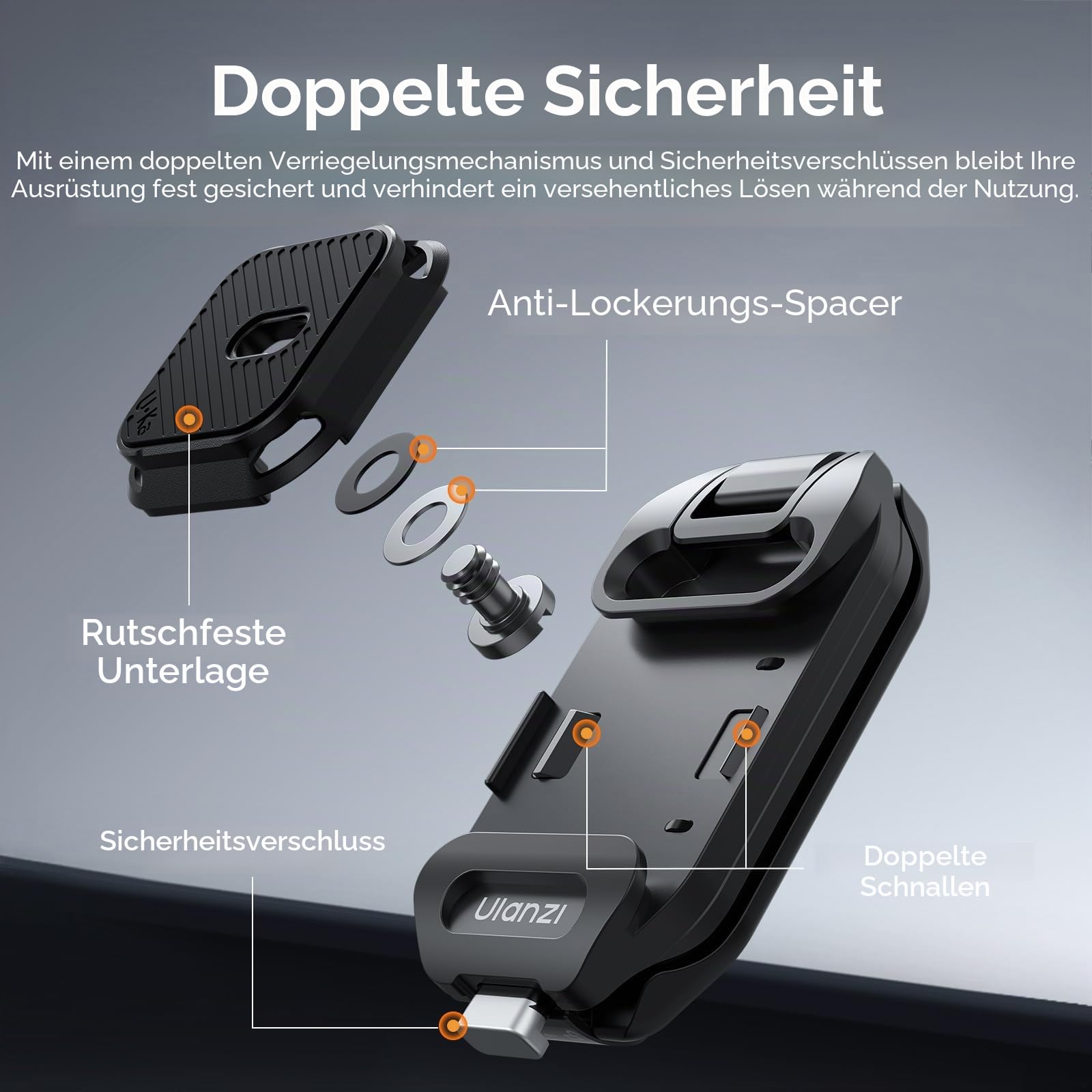 ULANZI Kamera-Rucksack-Gurt-Clip, mit Schnellentriegelungssystem, kompatibel mit UKA-QR-Platten, für Sony, Nikon, Fuji, DSLR-Action-Cam-Halterung, belastbar bis zu 10 kg, nicht kompatibel mit F38