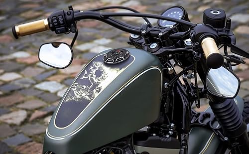 Miniatura 8 de Baoilai Tapa de aluminio para tanque de combustible y gasolina 3D, diseño de calavera negra, ojos rojos, compatible con Harley Sportster XL 1200 883