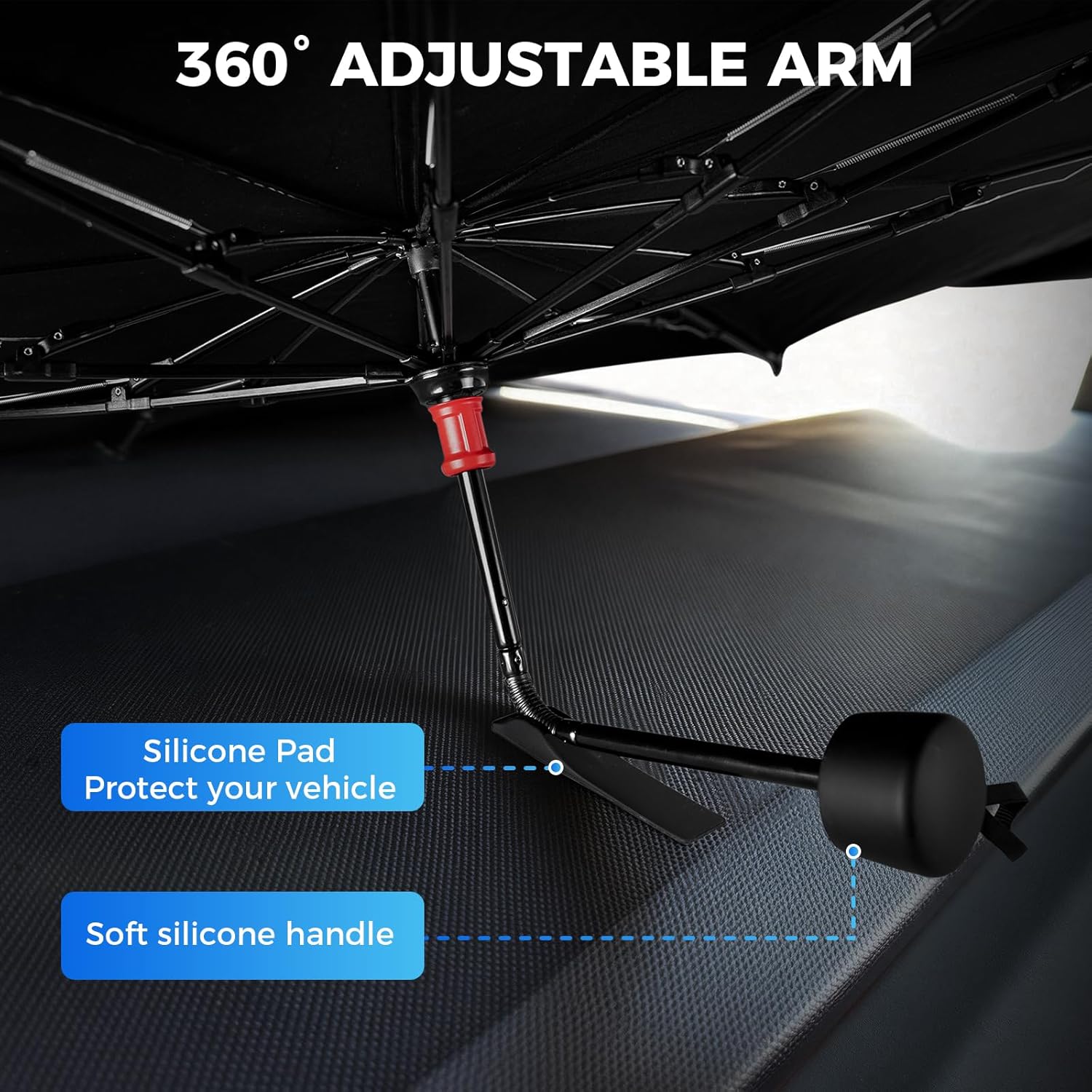 2026 Upgrade Windshield Sunshade Umbrella for Tesla Cybertruck, Thickened Titanium Silver, Protect Car from Sun Rays & Heat Damage Keep Cool, Protect Interior 54''x 60''x 61''